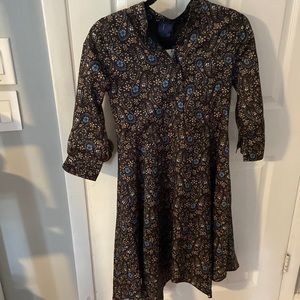 T button down blue paisley asymmetric dress NWT